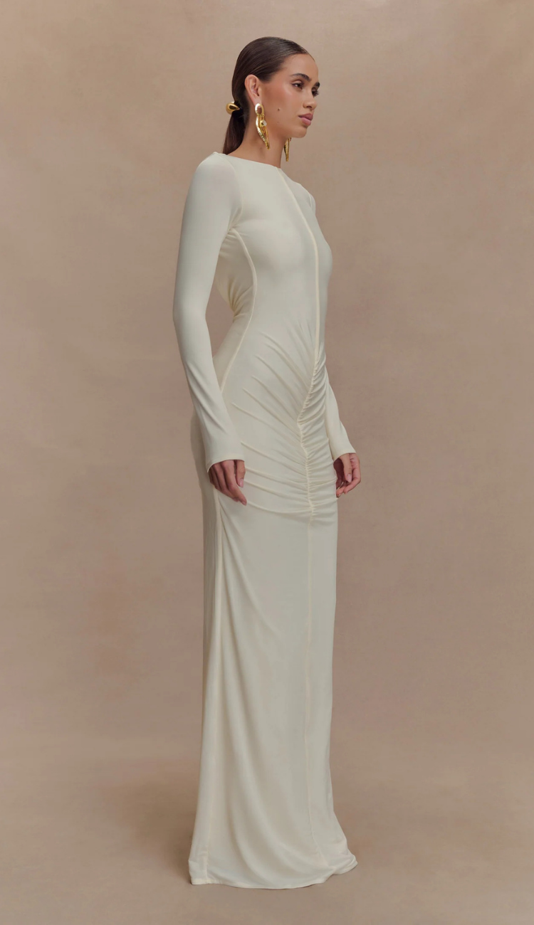Lacadia White Backless Maxi Dress