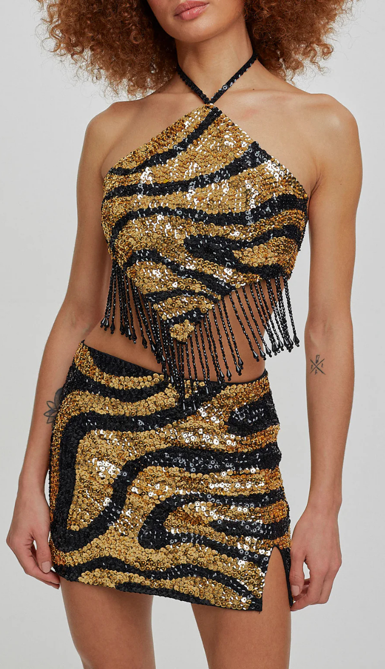 Zaria Sequin Mini Skirt Set