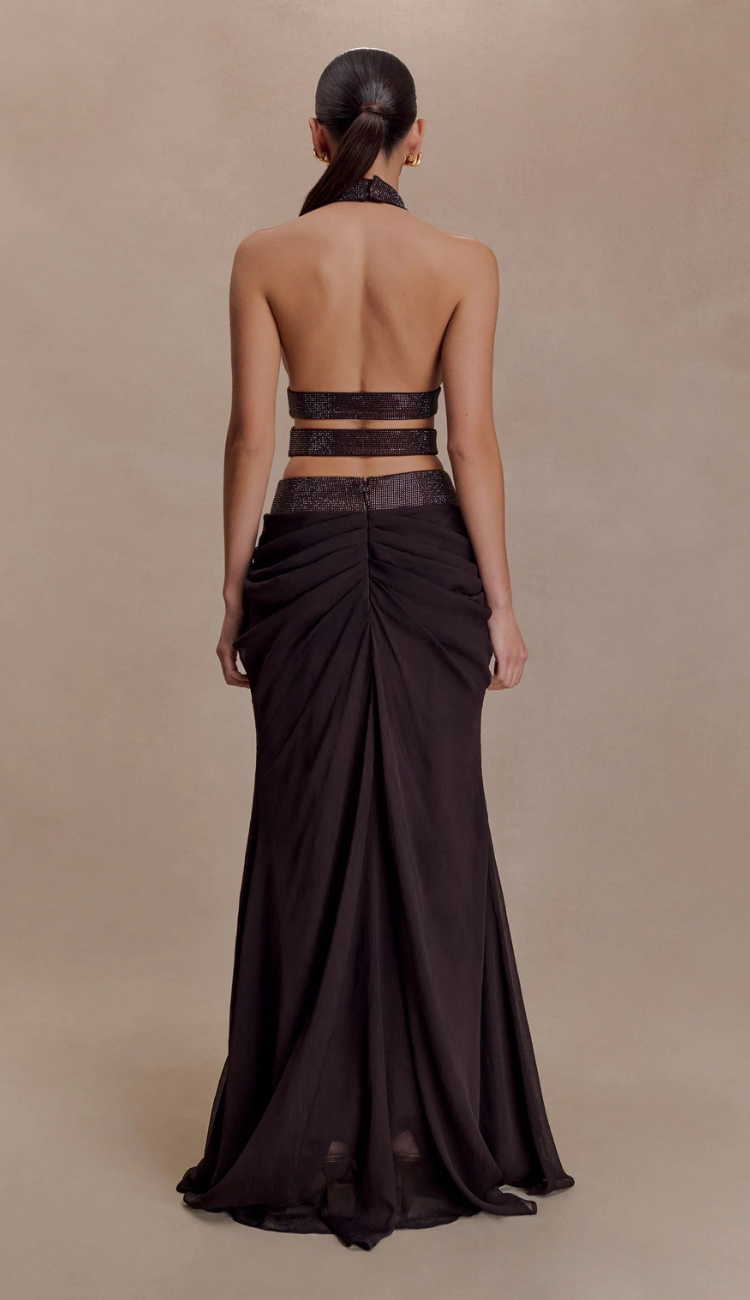 Juliette Brown Diamanté Skirt Set