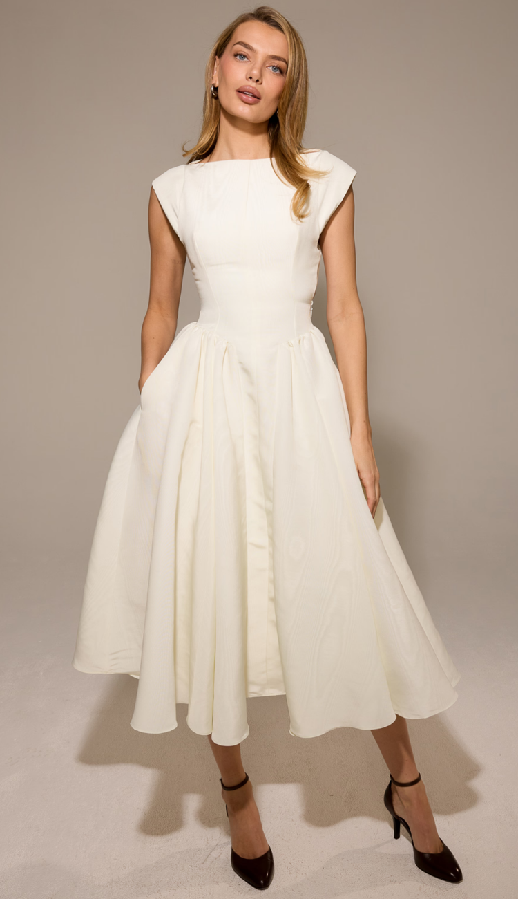 Lucienne White Backless Midi Dress