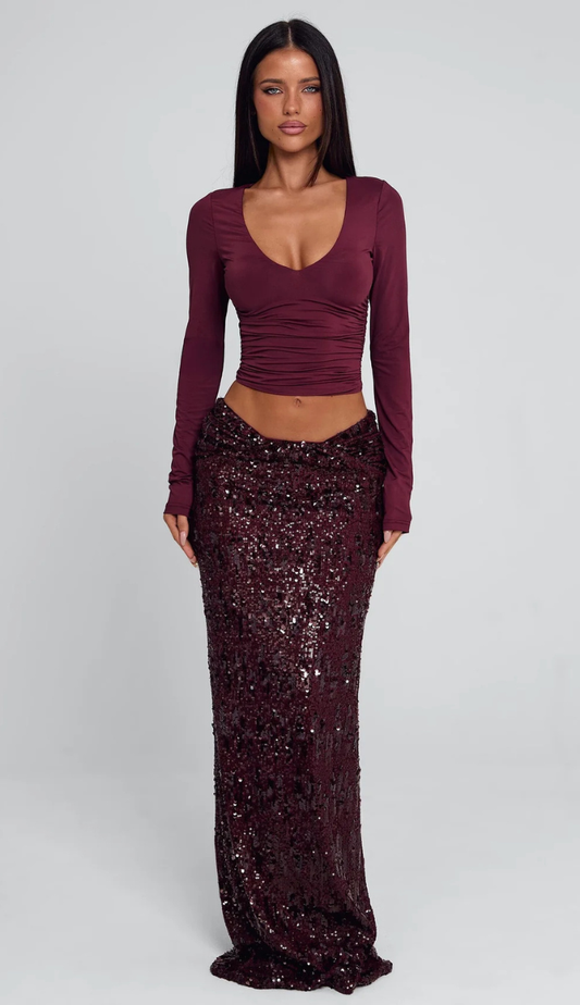 Sawyer Burgundy Sequin Set