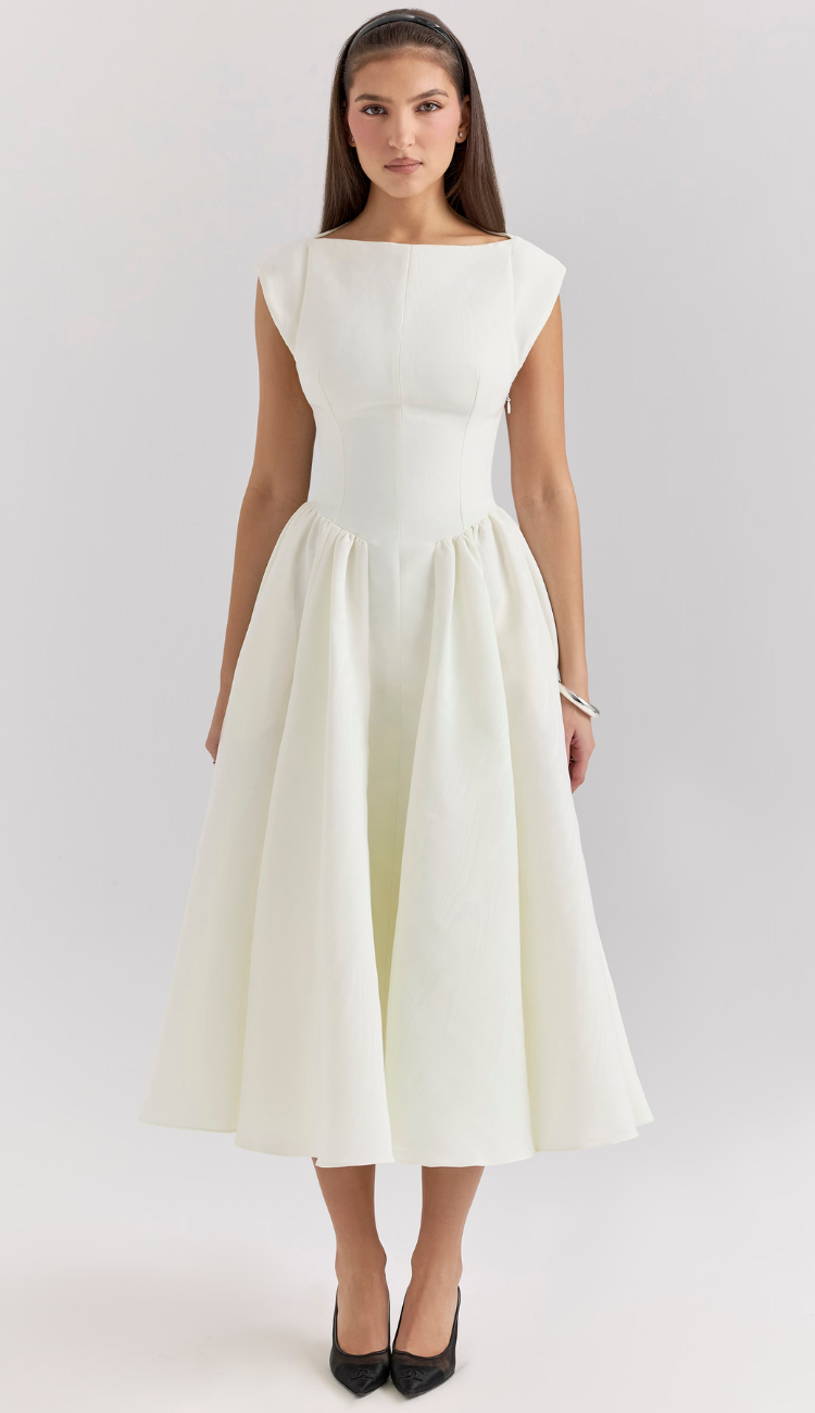 Lucienne White Backless Midi Dress