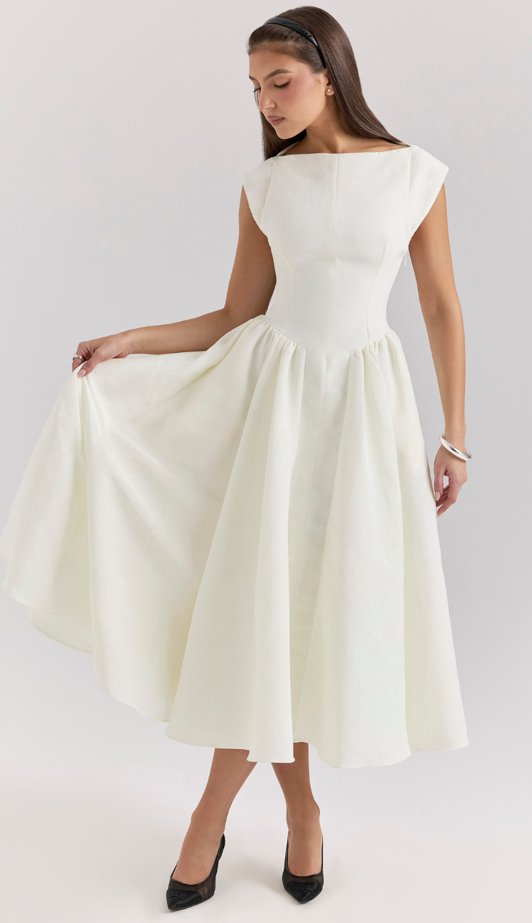 Lucienne White Backless Midi Dress