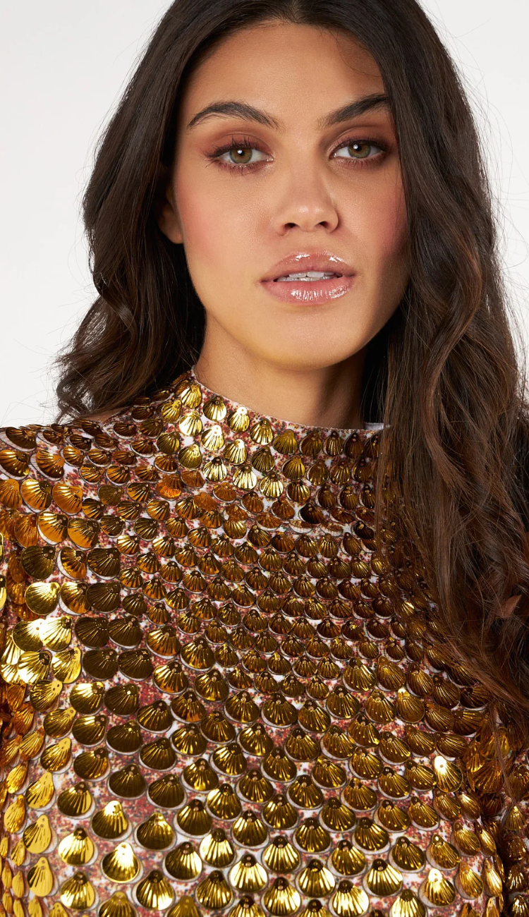 Nova Sequin Gold Mini Dress
