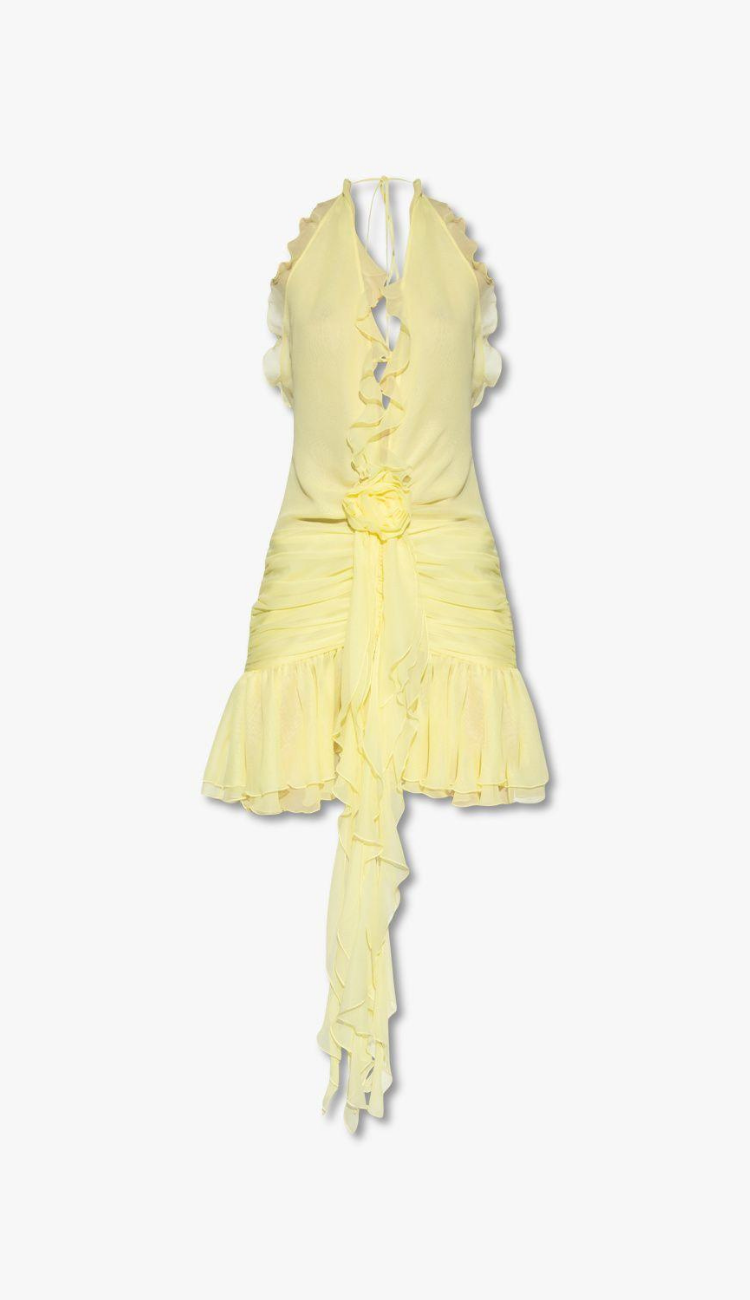 Vestido corto transparente amarillo Monse