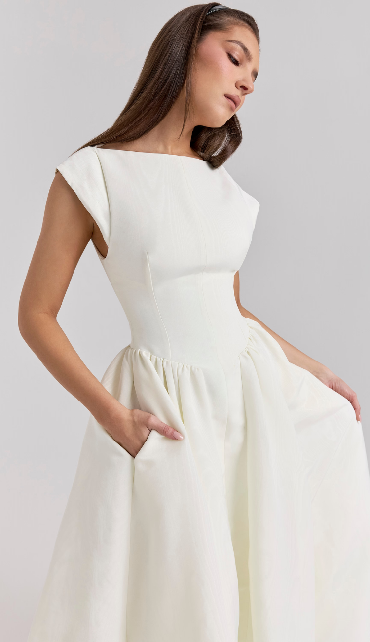 Lucienne White Backless Midi Dress