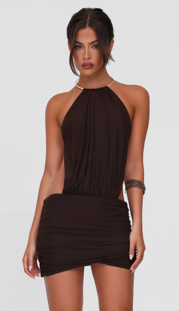 Kynlee Brown Mini Dress