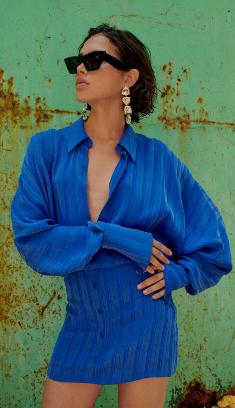 Avenelle Blue Shirt Mini Dress