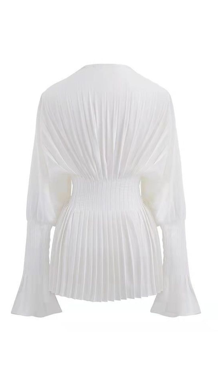 Zahira White Plissé Mini Dress
