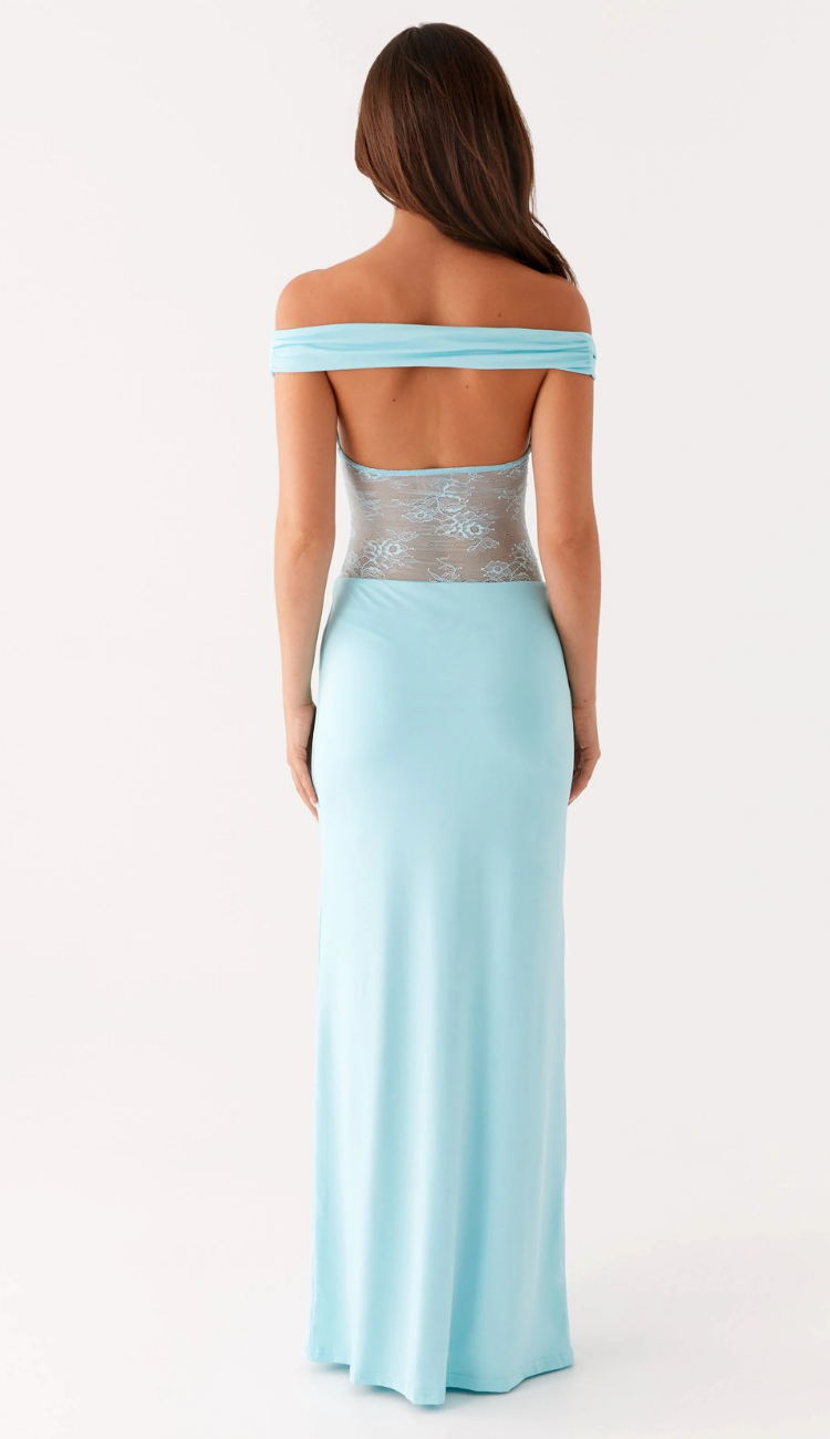 Leaura Turquoise Lace Maxi Dress