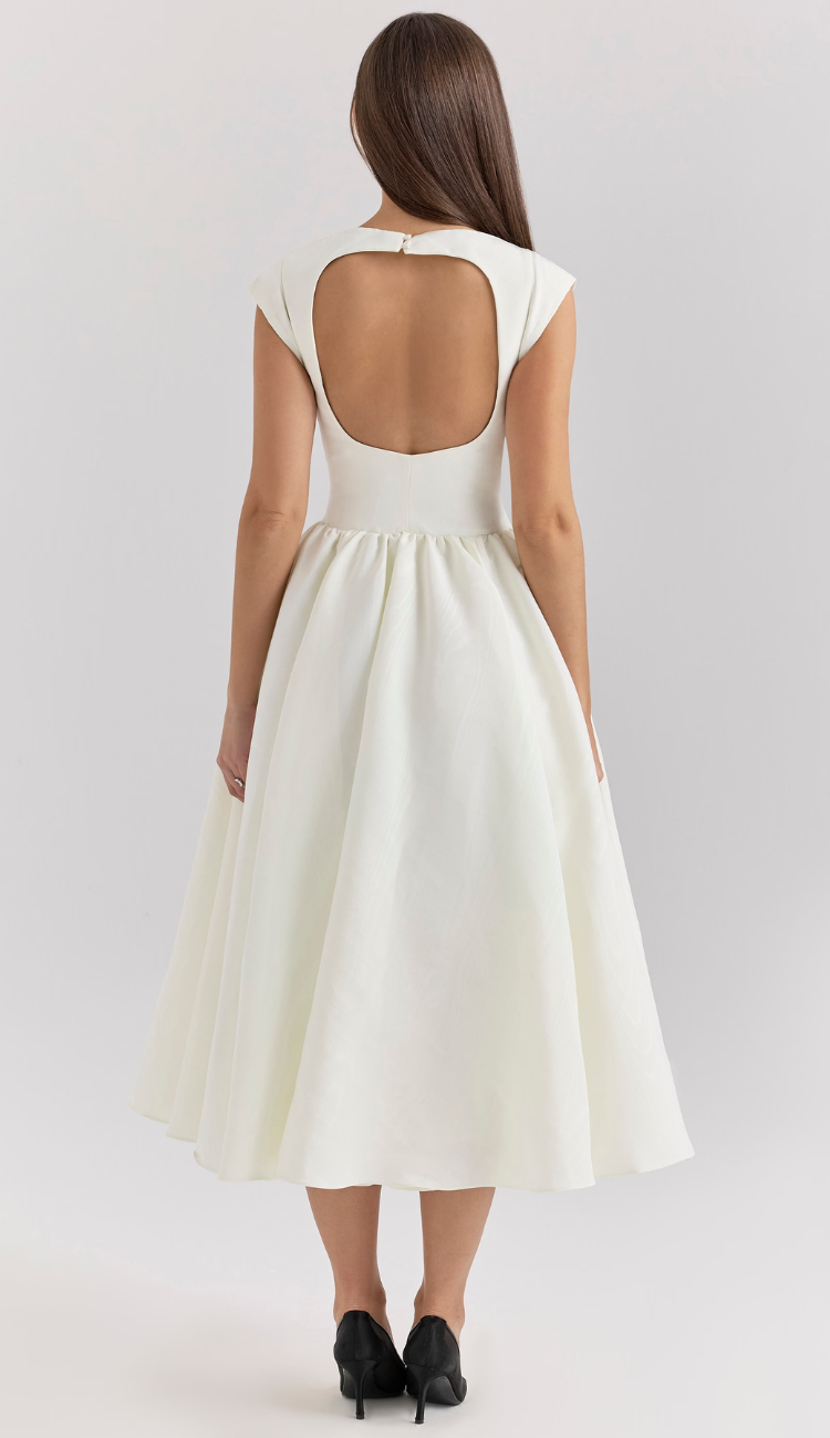 Lucienne White Backless Midi Dress