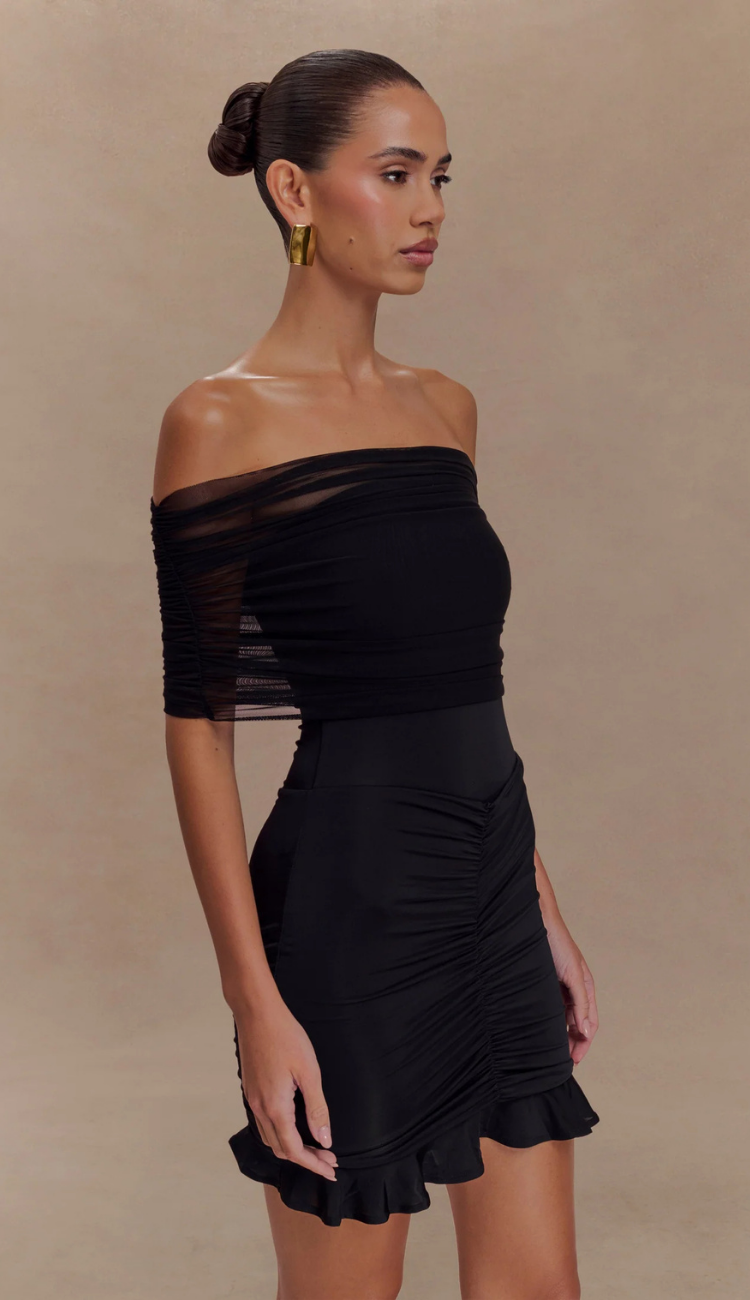 Cindy Black Mesh Mini Dress