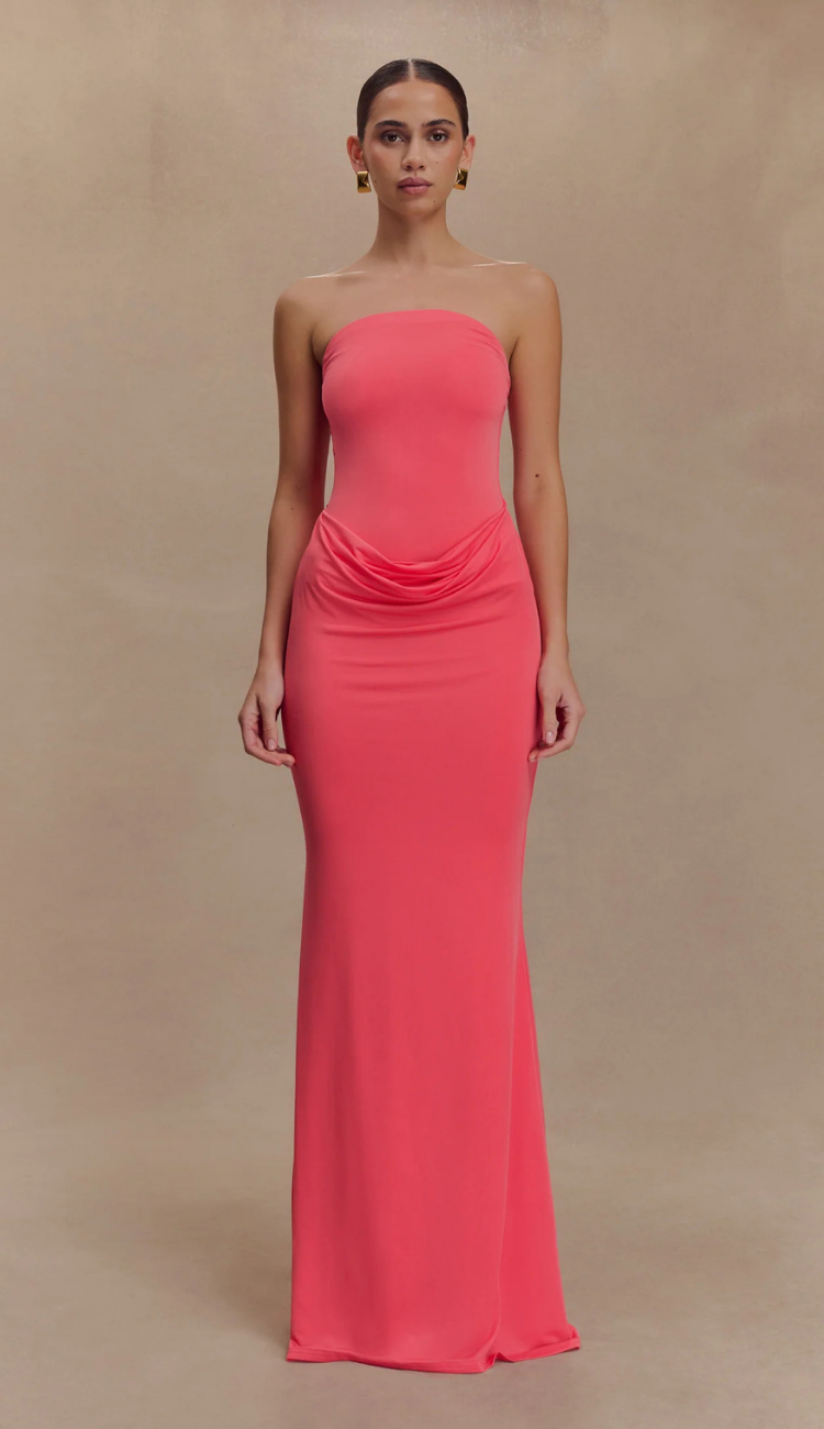 Caela Hot Pink Slinky Maxi Dress