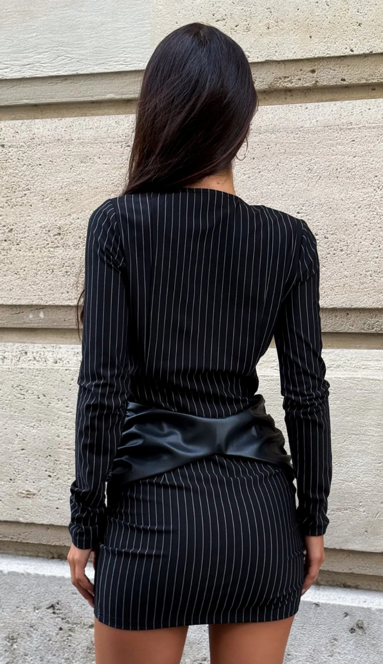 Elara Pinstripe Mini Dress