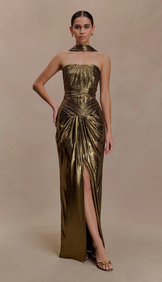 Henley Plissé Maxi Dress