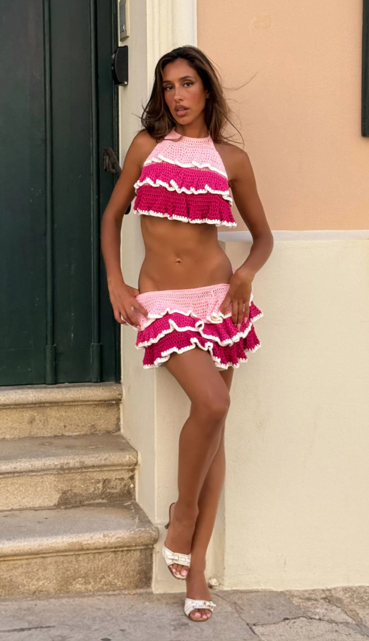 Aylin Crochet Mini Skirt Set