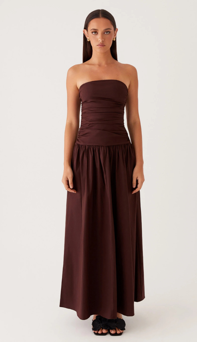 Adelina Brown Maxi Dress