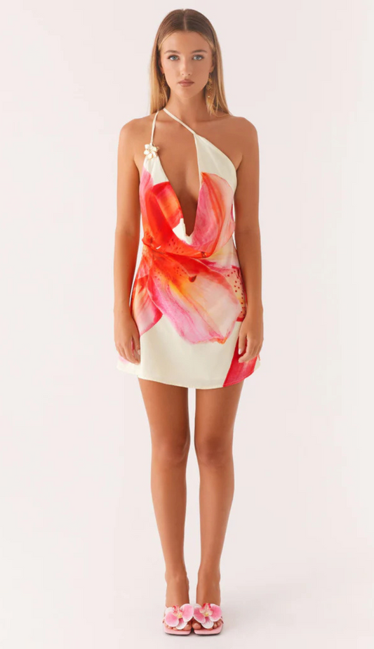 Elif White Floral Mini Dress