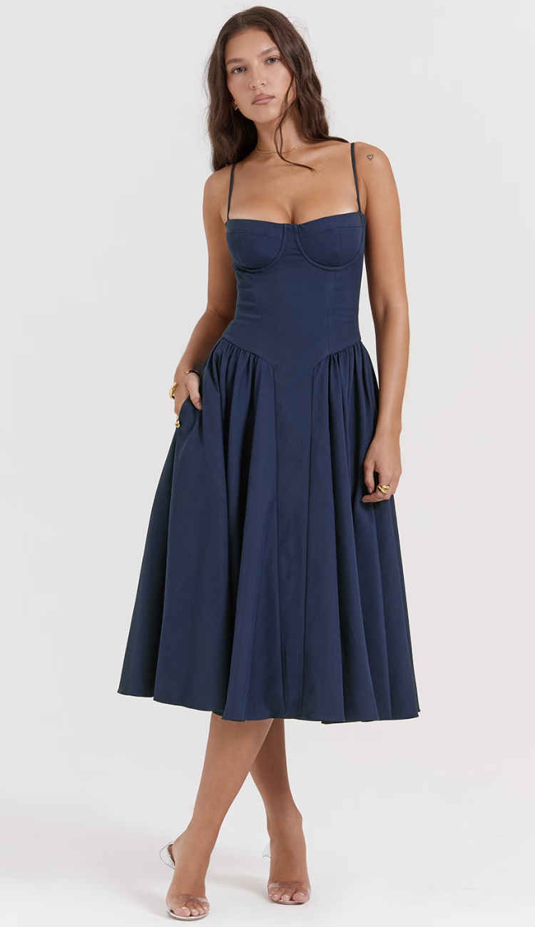 Wyatt Navy Midi Dress