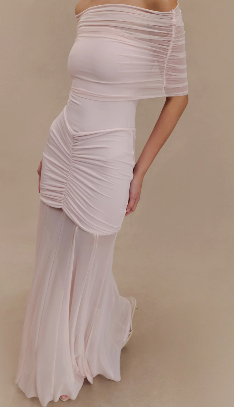 Cindy Pink Mesh Maxi Dress