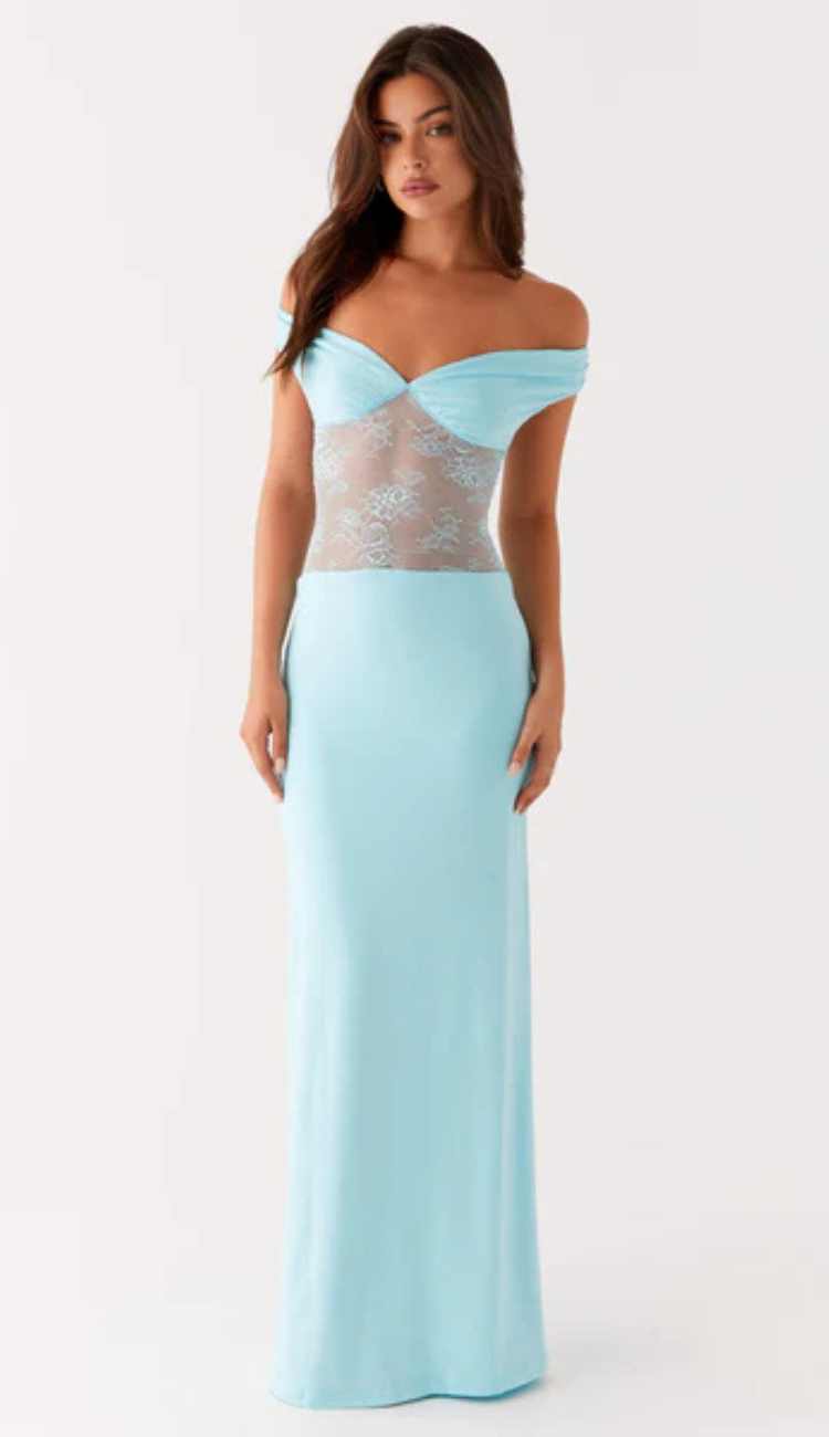 Leaura Turquoise Lace Maxi Dress