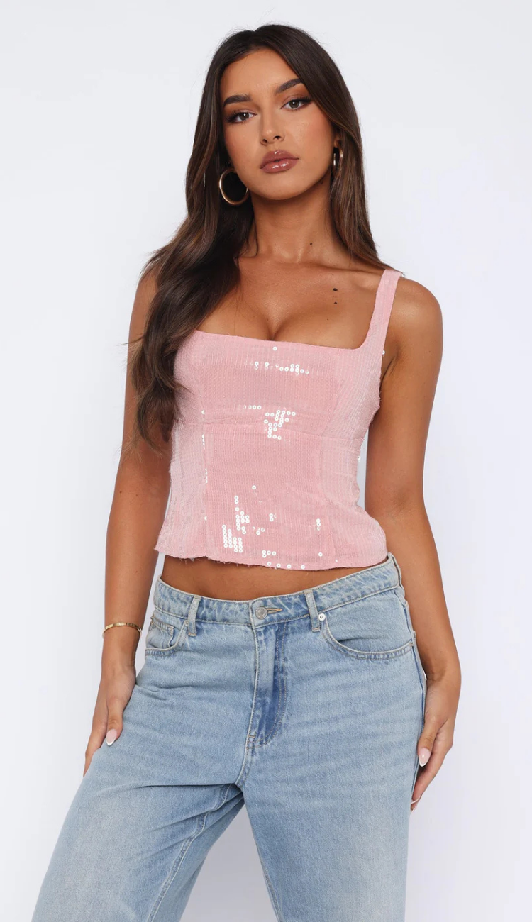Sora Sequin Pink Top