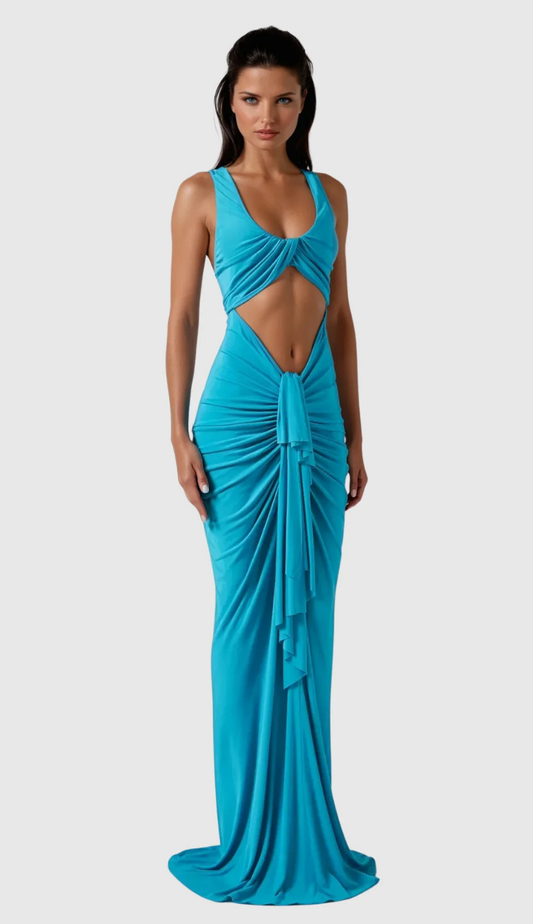 Zia Blue Cut-Out Maxi Dress
