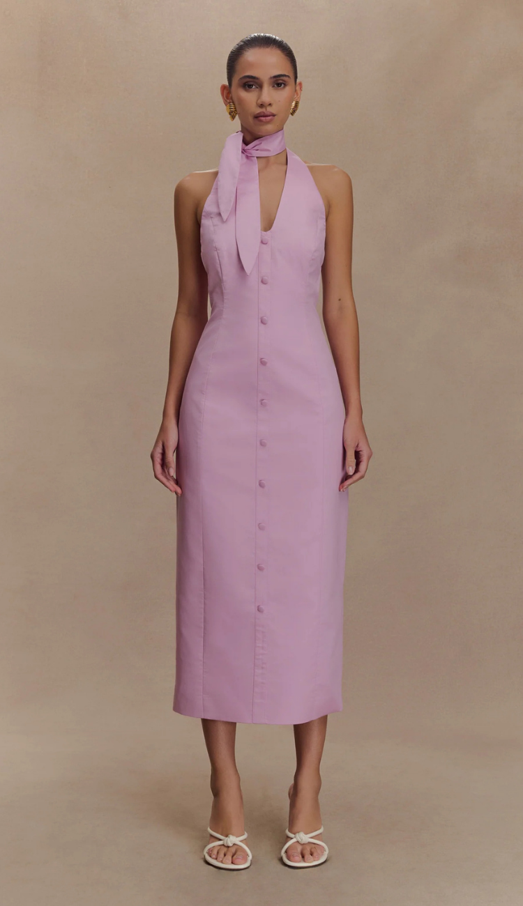 Serel Halter Pink Midi Dress
