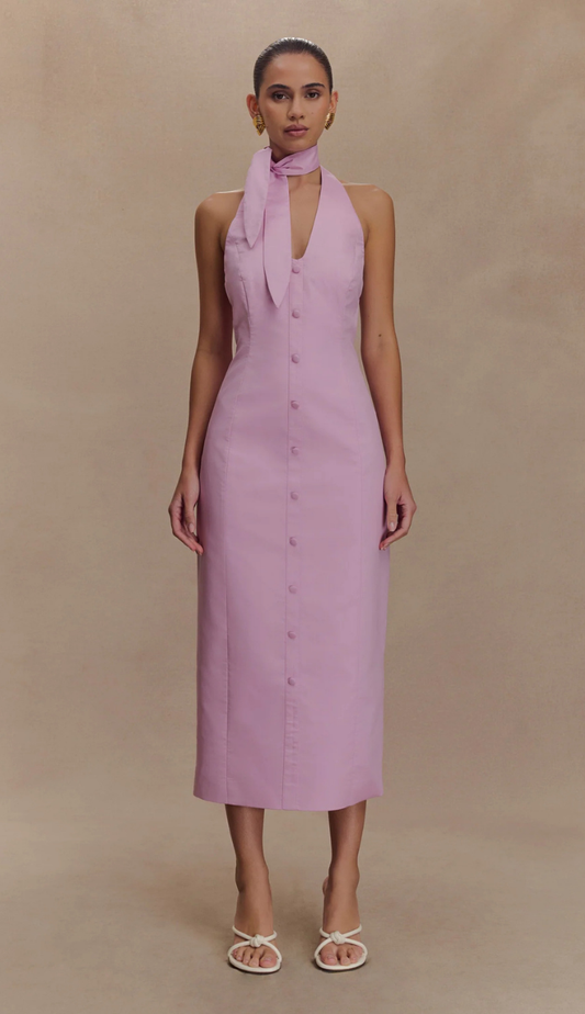 Serel Halter Pink Midi Dress