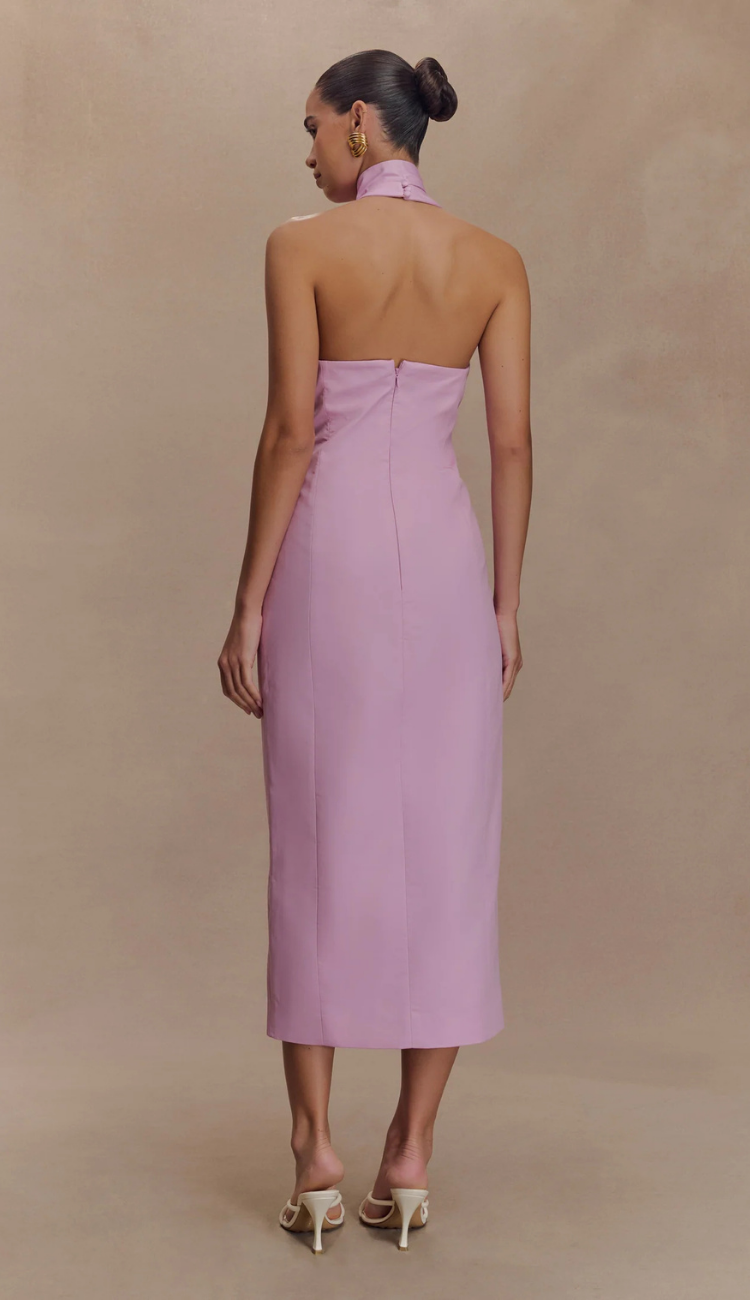 Serel Halter Pink Midi Dress