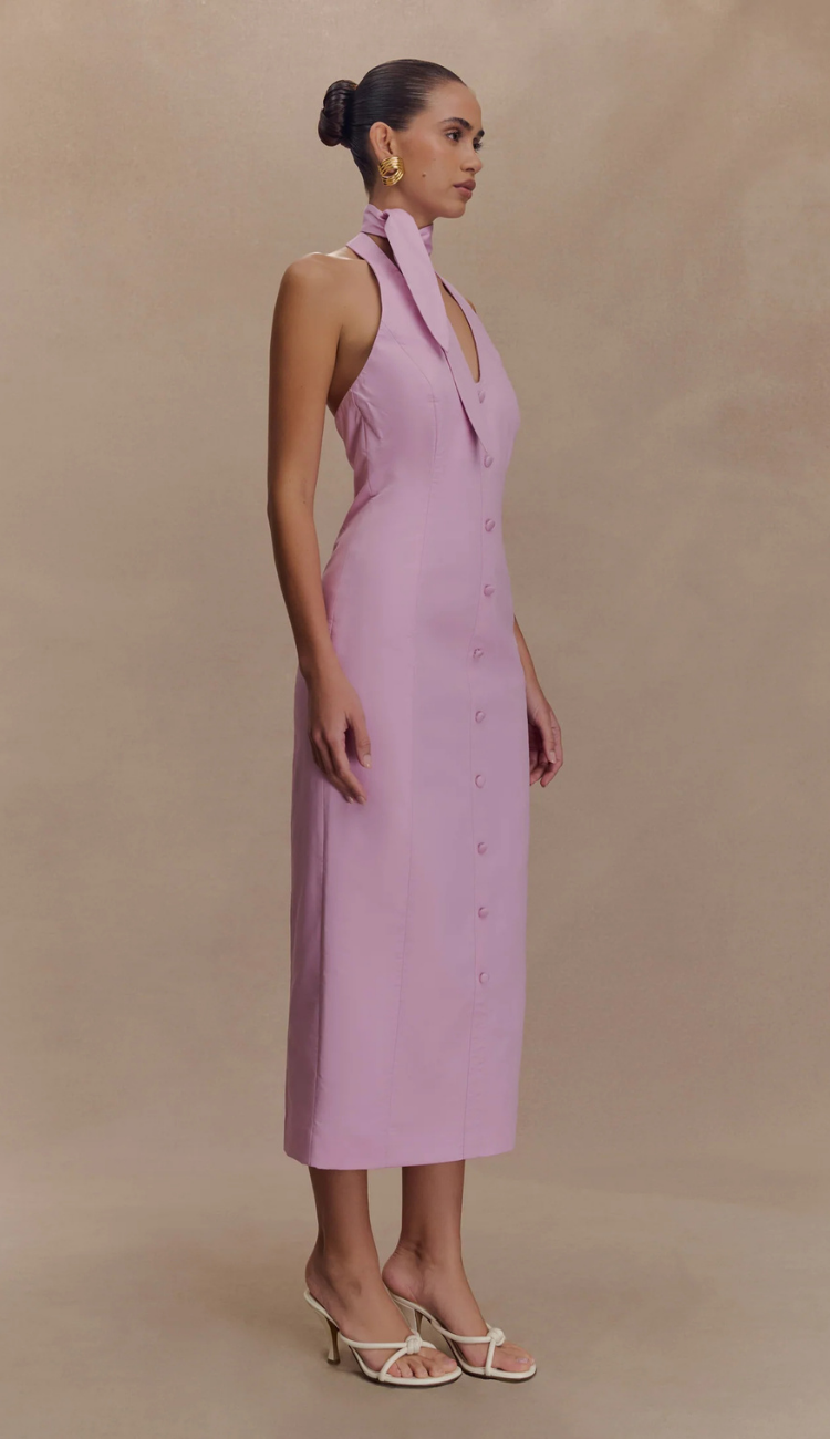 Serel Halter Pink Midi Dress