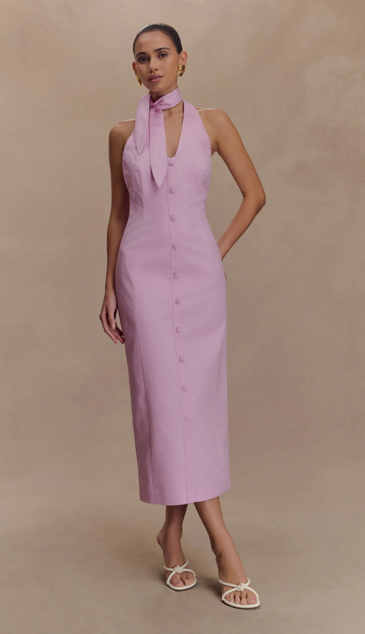 Serel Halter Pink Midi Dress