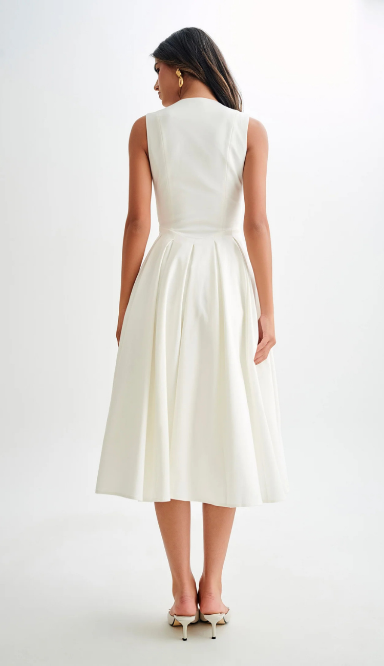 Jackie White Midi Dress