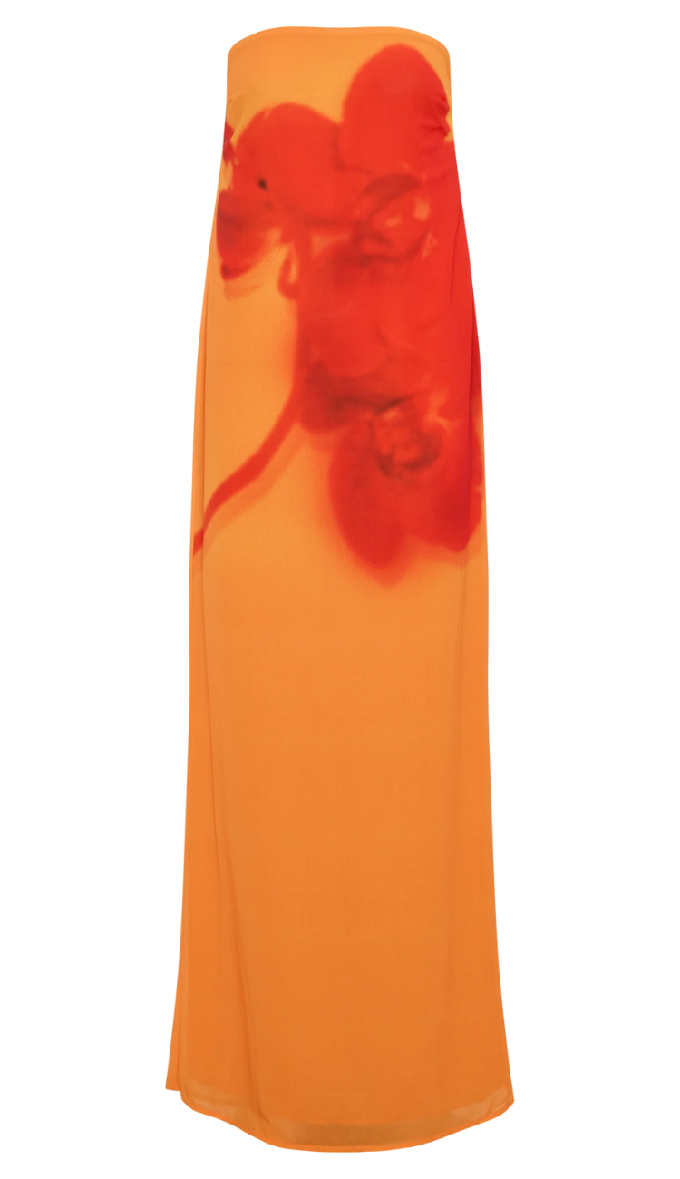 Zina Orange Floral Maxi Dress