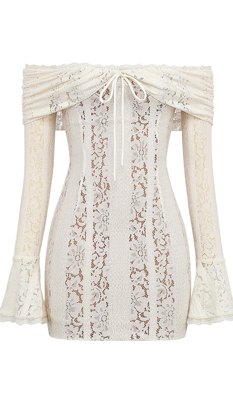 Solenne White Lace Mini Dress