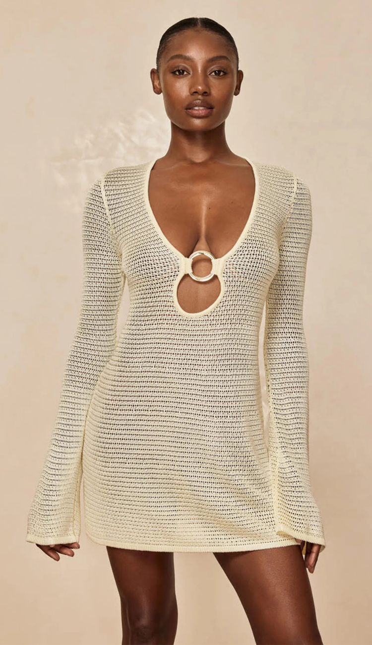 Darla Crochet White Mini Dress