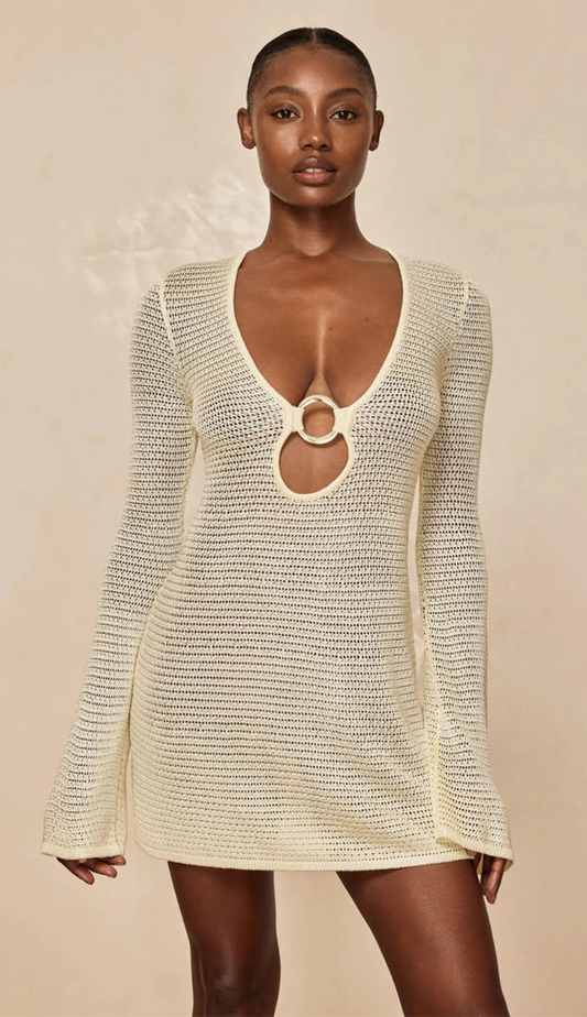 Darla Crochet White Mini Dress