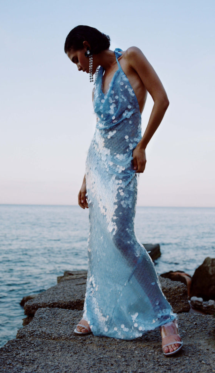 Colette Baby Blue Sequin Dress