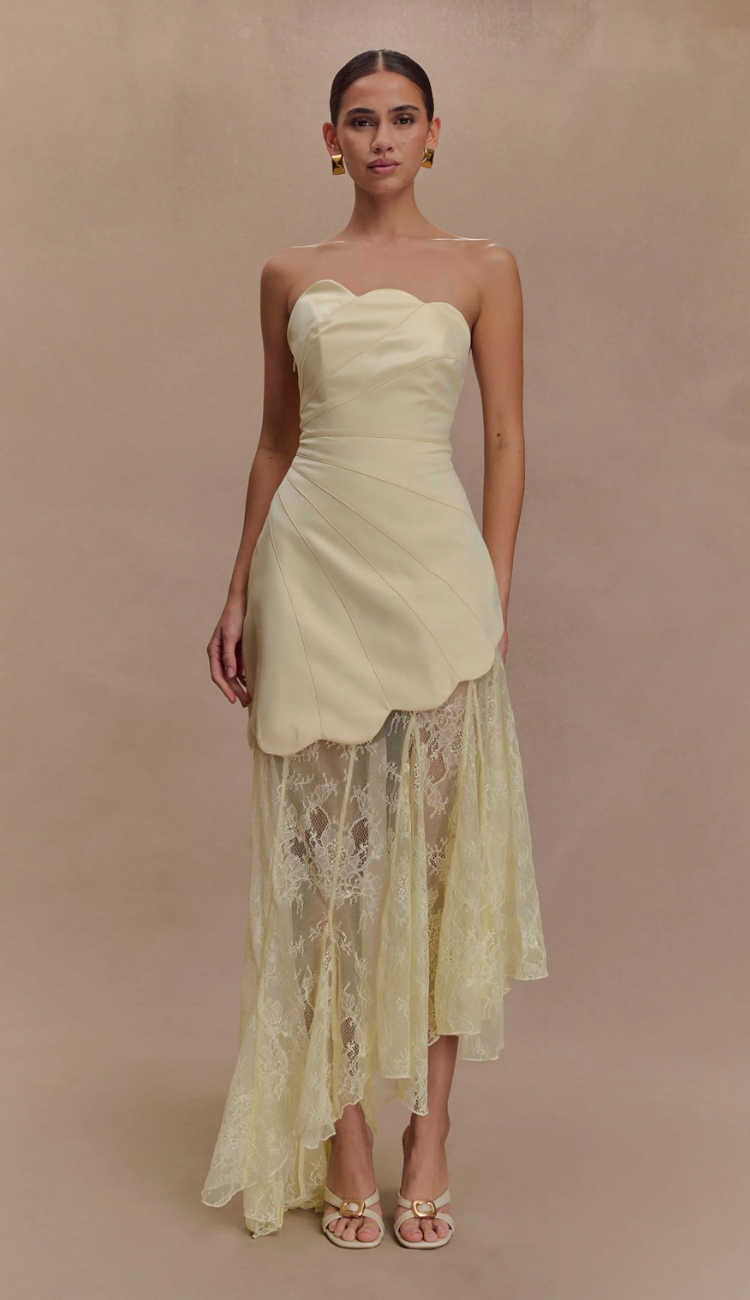 Simona Yellow Lace Maxi Dress