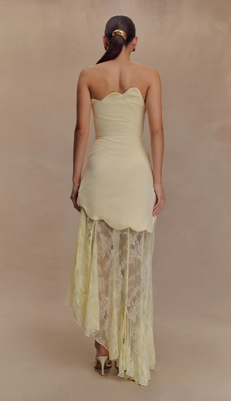 Simona Yellow Lace Maxi Dress