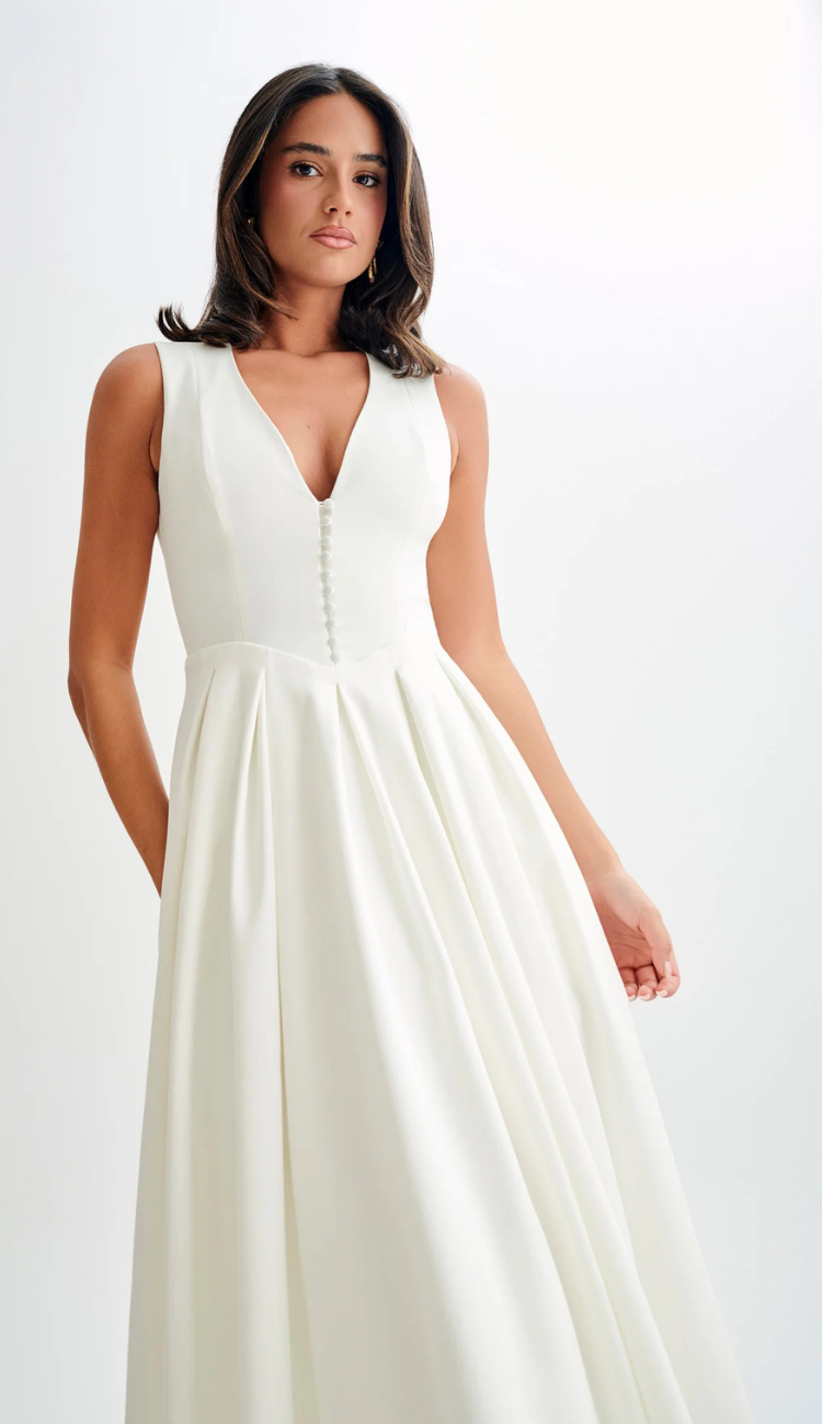 Jackie White Midi Dress