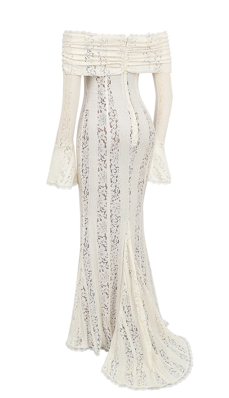 Kaelis White Lace Maxi Dress