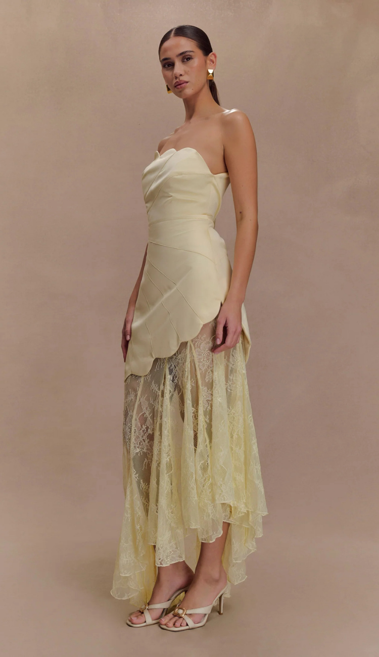 Simona Yellow Lace Maxi Dress