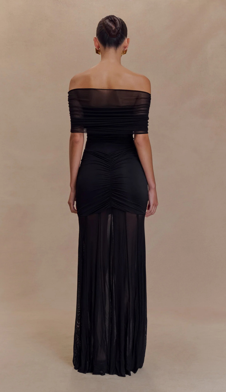 Cindy Black Mesh Maxi Dress