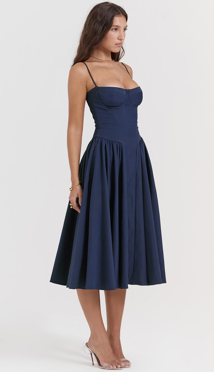 Wyatt Navy Midi Dress
