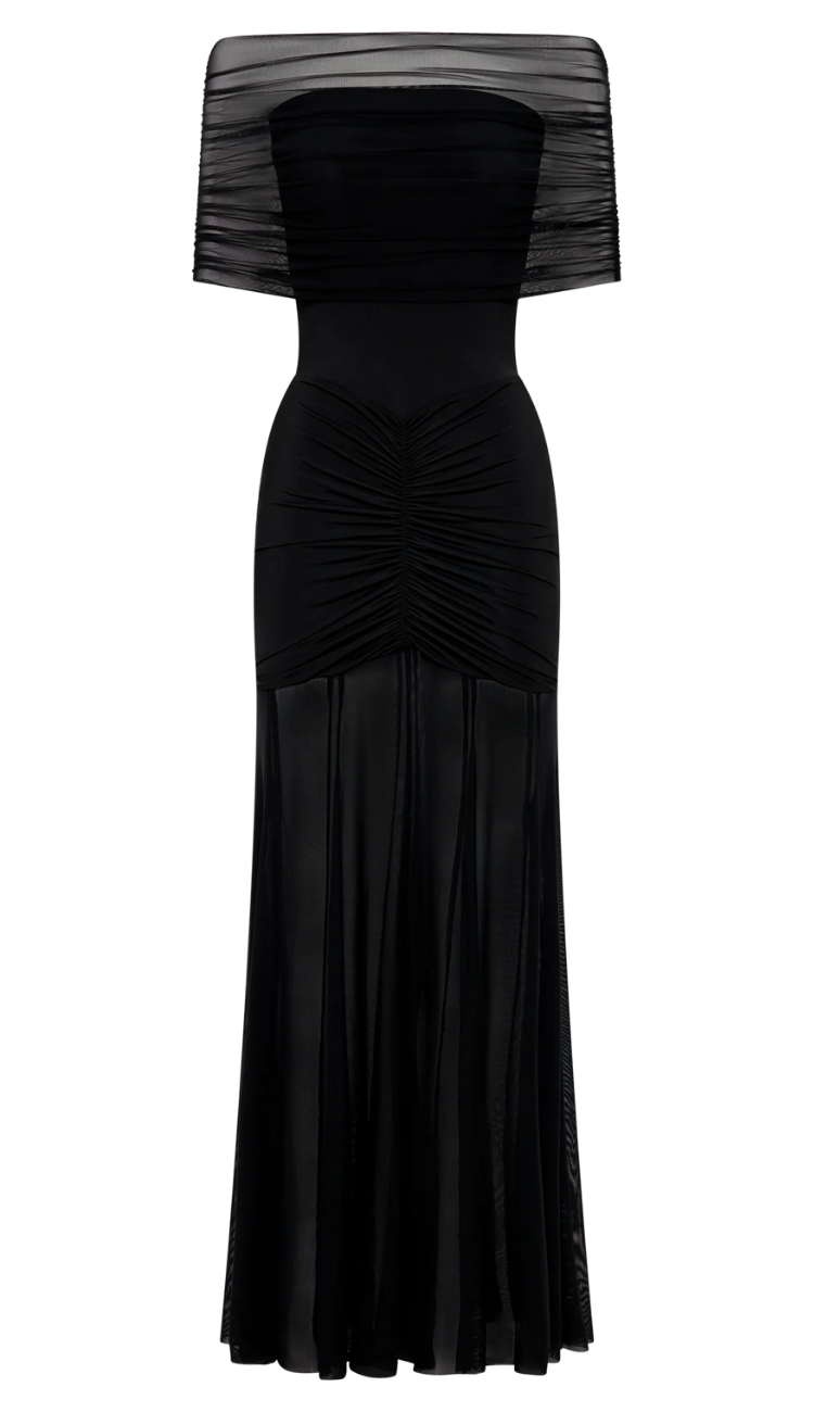 Cindy Black Mesh Maxi Dress