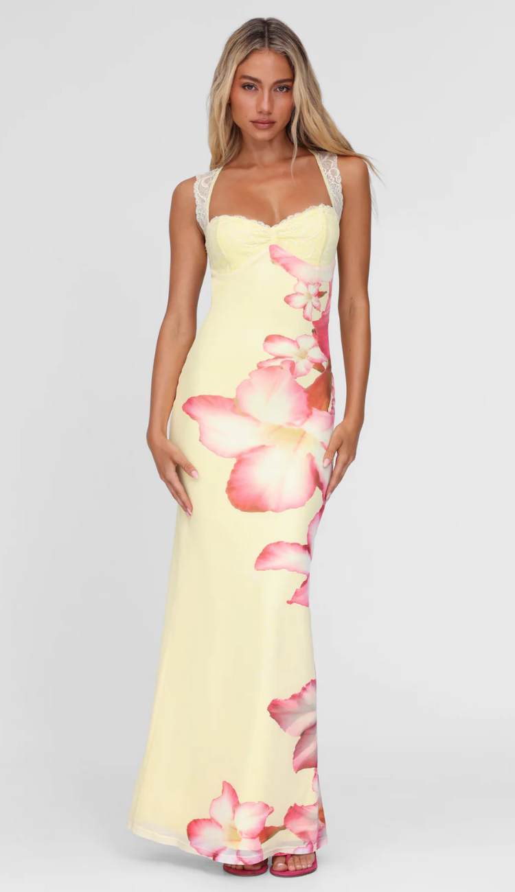 Sheha Floral Yellow Maxi Dress