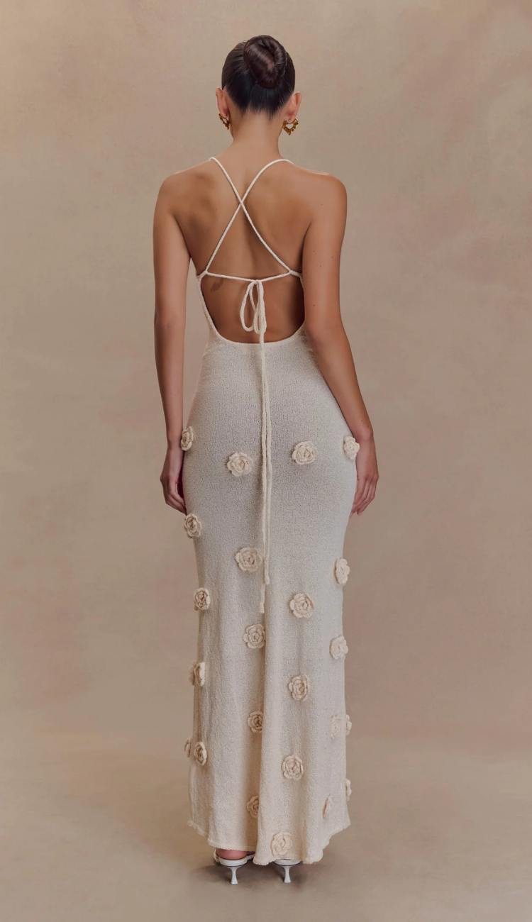 Luniva Beige Knit Maxi Dress