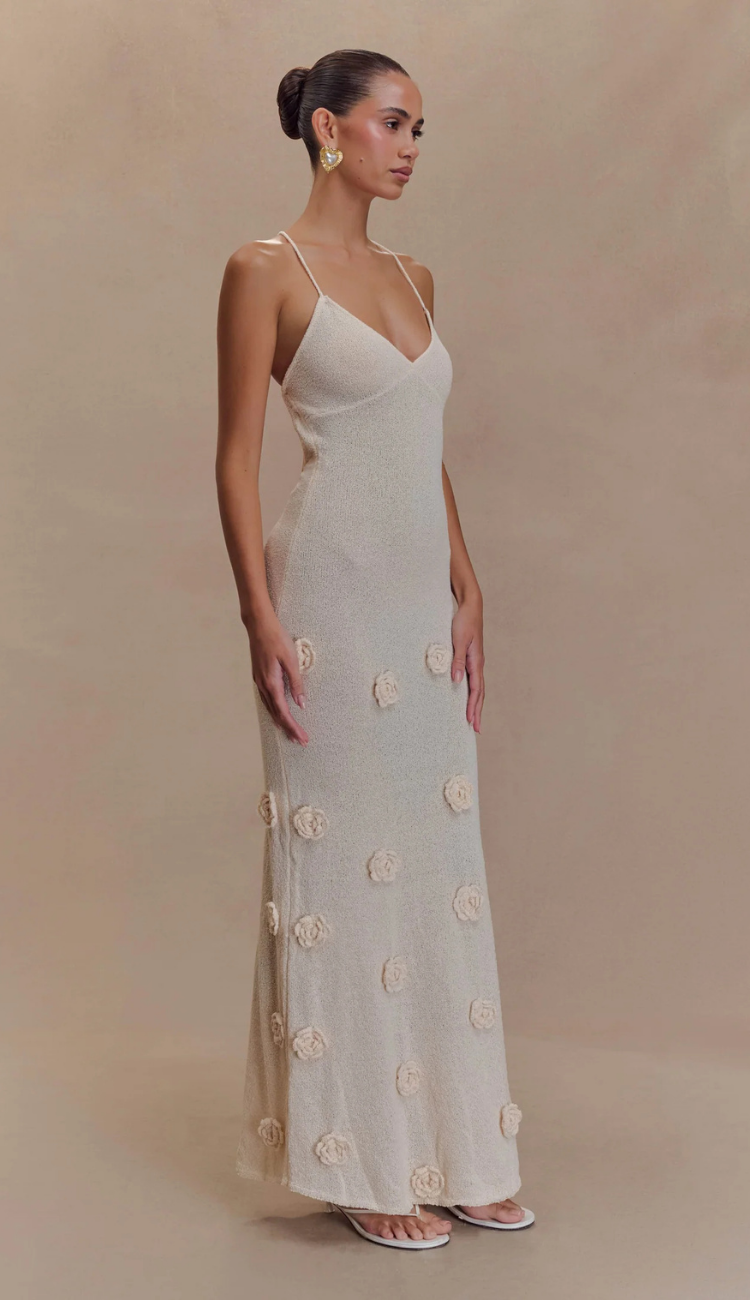 Luniva Beige Knit Maxi Dress