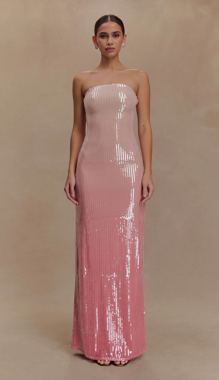 Noemié Ombre Pink Sequin Maxi Dress